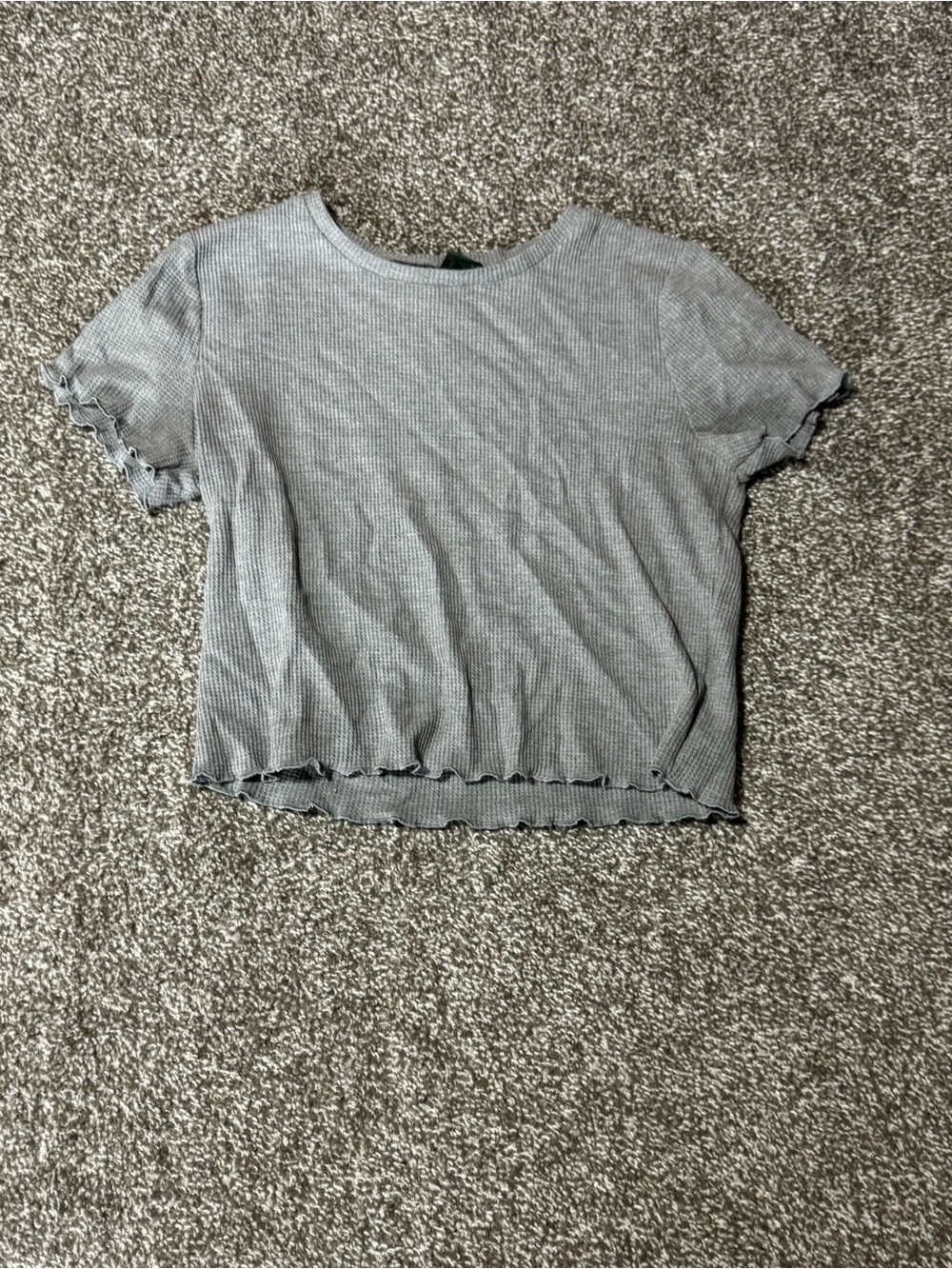 wild fable Ribbed Lettuce-Edge Crop Top - Gray